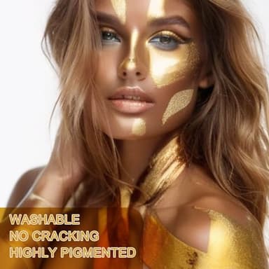 MEICOLY Cream Metallic Gold Face Body Paint,2.37Oz Large Tube Water Based Full Body Paint,Professional Gold Face Paint for Halloween Stage SFX Special Effects Cosplay Makeup - Image 3