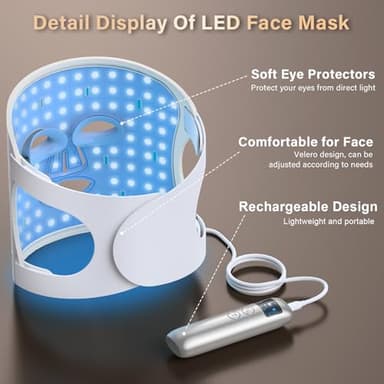 Lovsheme Red Light Therapy for Face, LED Face Mask Light Therapy, 5 Light Modes, 432 High-Density Light Beads, Red Light Therapy Mask for Acne, Wrinkles, Skin Rejuvenation, Professional Home Skincare - Image 5