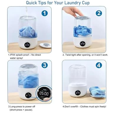 Mini portable washing machine, 1.2L small washing machine, can be used for underwear, socks, saliva towels, suitable for apartments, hotels, and travel.(5.1 * 8.3in) - Image 5