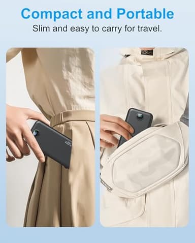 Portable Charger, 12000mAh 22.5W Type C Fast Charging Power Bank with Built-in Cables & Wall Plug, External Battery Bank with LED Display, Travel Essential Battery Pack for iPhone, iPad, Samsung Black - Image 7