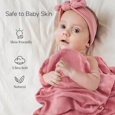 Momcozy Muslin Swaddle Blankets, 4 Pack Ultra Soft Neutral Matching Baby Swaddle Blanket, Breathable Skin Friendly, Large 47 x 47 Inch Swaddling Receiving Blanket for Boy Girl, Light Green - Image 5