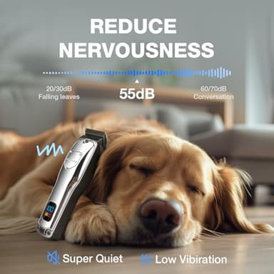 FuzzyFix Dog Clippers for Grooming for Thick Heavy Coats, Professional Low Noise Dog Grooming Clippers Supplies Kit Rechargeable Stainless Steel Hair Trimmer with Ceramic Blade for Dogs Cats Pet - Image 4