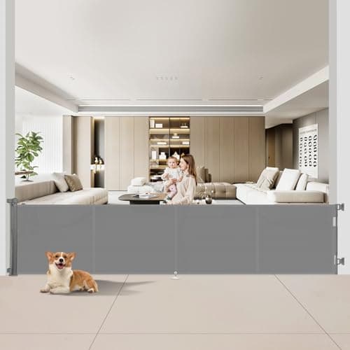 Miumoon 200 inch Retractable Baby Gates 42 inch Tall, Retractable Gate with Reinforced Strip Design to Prevent Crawling Through, 16 FT Outdoor Retractable Gates, Extra Wide Retractable Gate for Garage - Image 1