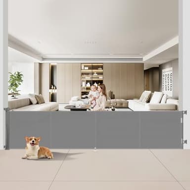 Miumoon 200 inch Retractable Baby Gates 42 inch Tall, Retractable Gate with Reinforced Strip Design to Prevent Crawling Through, 16 FT Outdoor Retractable Gates, Extra Wide Retractable Gate for Garage - Image 1