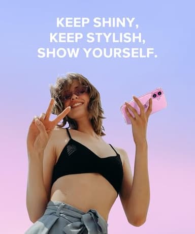 BERFY Compatible with iPhone 16 Case Glitter, [3 in 1] with Screen Protector + Camera Lens Protector, [Non-Yellowing] Clear Sparkle Slim Shockproof Hard Phone Cover for Women 6.1", Shiny Clear - Image 6