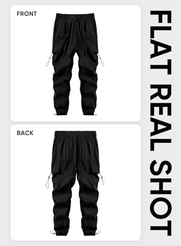 JMIERR Sweatpants Men Loose Fit Casual Lounge Fall Essentials Travel Drawstring Elastic Waist Wide Leg Tapered Parachute Pants Y2K Hip Hop Baggy Joggers,M,Black - Image 6