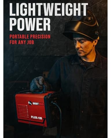 BESTMIG 135A MIG Welder - 3-in-1 Flux Core Welder, MIG/Lift TIG/Stick Welding Machine - Portable IGBT Inverter - 110V with Welder Helmet and Gloves (Red Black, MIG 135A Welder) - Image 8