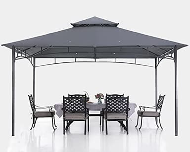 ABCCANOPY Gazebos for Patios 10x12 - Outdoor Steel Frame Gazebo for Lawn Backyard Garden Deck (Dark Gray) - Image 1