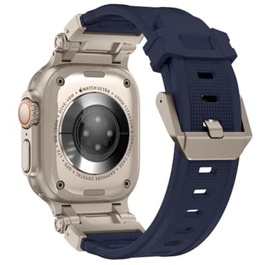 FULLIFE Designed for Apple Watch Band Apple Watch Ultra 3/2/1 49mm for Men, Silicone Rubber Bands with Metal Connector for Apple Watch Series 11/10 46mm, 9/8/7 45mm, SE2/SE 6/5/4 44mm, 3/2/1 42mm - Image 3