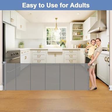 Reinforced bottom 90 Inch Extra Wide Baby Gate for Large Openings Retractable Baby Gates Extra Wide Upgraded Spring Retractable Dog Gate for Doorways Extra Wide Adjustable Bracket Retractable Pet Gate - Image 8