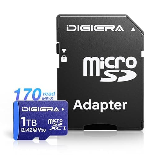 DIGIERA 1T LT100 microSDXC UHS-I Memory Card with Adapter - up to 170MB/s, C10, U3, V30, 4K, A2, Micro SD Card for Smartphones, Tablets, Cameras, Gaming Consoles, and Drones (1 Pack) - Image 1