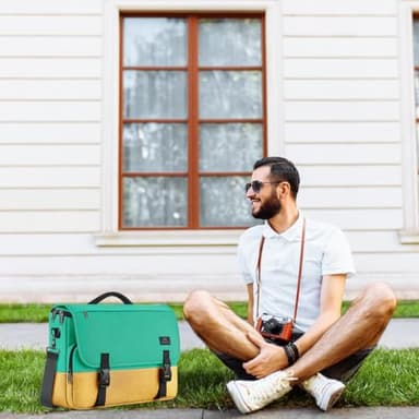 MATEIN School Bag, 15.6 inch Messenger Bag Lightweight Men's Laptop Briefcase with Adjustable Shoulder Strap, Water Resistant Crossbody Satchel Computer Case for College Work, Yellow & Green - Image 8