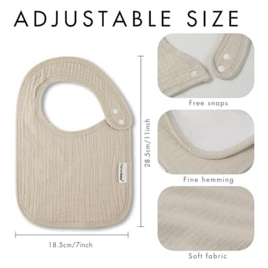 Muslin Bibs for Baby Boys Girls,Organic Muslin Baby Bib for Drooling and Teething,Soft Bandana Drool Bibs 5 Pack - Image 6