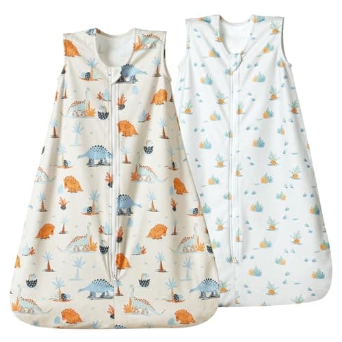 david's kids Micro Fleece Baby Sleep Sack 0-6 Months, Soft Warm Baby Wearable Blankets with 2-Way Zipper, 2 Pack Comfy Sleeping Bags for Infant Newborn Boys Girls Neutral, Small Size, Dinosaur - Image 1