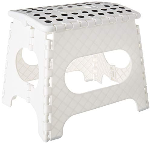 Folding Step Stool - 11" Hight - The Lightweight Step Stool is Sturdy Enough to Support Adults and Safe Enough for Kids. Opens Easy with One Flip. Great for Kitchen, Bathroom, Bedroom (White) - Image 1