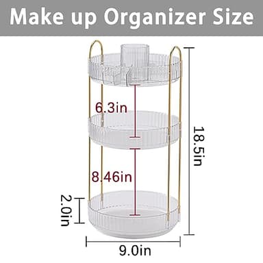 shuang qing Rotating Makeup Organizer for Vanity, High-Capacity Skincare Clear Make Up Storage Perfume Organizers Cosmetic Dresser Organizer Countertop 360 Spinning (Clear, New-3 Tier) - Image 4