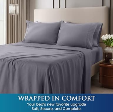 Utopia Bedding Queen Sheet Set – Brushed Microfiber – Ultra Soft Bed Sheets for Queen Size Bed Set – Deep Pocket, Wrinkle & Fade Resistant – Includes 1 Fitted, 1 Flat, 2 Pillowcases (Grey) - Image 4