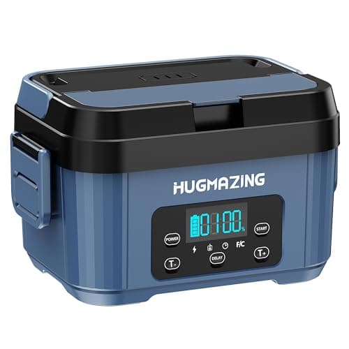 Hugmazing Cordless Electric Lunch Box for Adults, Men & Women – Rechargeable Self-Heating Food Warmer with 1100ML SS Container, Battery-Powered Heated Lunch Box, Perfect for Work and Travel Use - Image 1