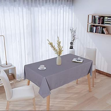sancua 100% Waterproof Rectangle PVC Tablecloth - 54 x 78 Inch - Oil Proof Spill Proof Vinyl Table Cloth, Wipe Clean Table Cover for Dining Tables, Buffet Parties and Camping, Grey - Image 2