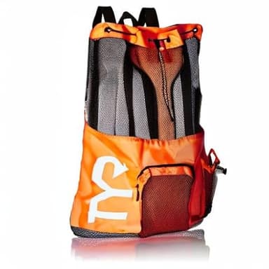 TYR Big Mesh Mummy Backpack For Wet Swimming, Gym, and Workout Gear , Orange - Image 3