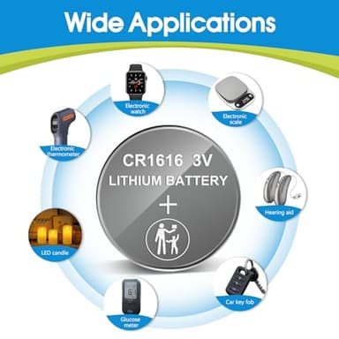 CR1616 Battery, 6 Count Pack CR 1616 3V Lithium Battery for Car Remote, 1616 Batteries for Watch, Car Key Fob, Remote Control - Image 3