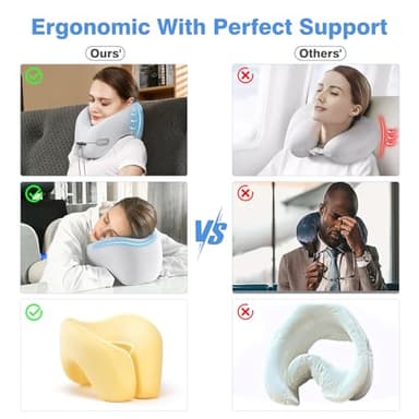 jiaao Travel Pillow, Neck Pillow Airplane, Plane Pillow Memory Foam Travel Neck Pillow with 360° Head and Neck Support, Portable Travel Essential Suitable for Airplane, Car, Train, or Bus Trip - Image 8