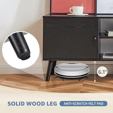 DUMOS TV Stand for 55 60 inch TV, Entertainment Center with Storage Cabinet, Mid Century Modern Media Console Table, Adjustable Hinge, Wooden Television Furniture for Living Room, Office - Black - Image 8