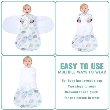 BSTOPPT Newborn Sleep Sack Baby Swaddle,6-12 Months,3-Way Adjustable Wearable Blanket,100% Rayon Cotton Swaddling Sleeping Bag，TOG 0.5（Clouds&Starry Sky） - Image 3