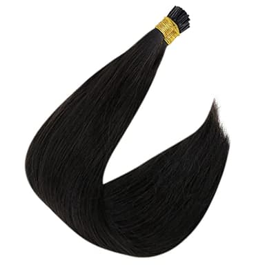 Full Shine I Tip Hair Extensions Human Hair Color 1B Off Black 22 Inch 40 Grams Long Straight Itip Human Hair Extensions add Length Pre Bonded Extensions Remy Hair for Women - Image 8