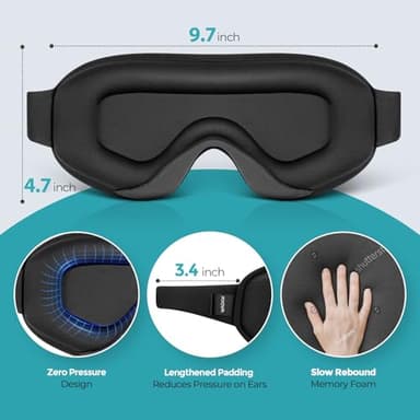 WAOAW Sleep Mask for Men Women: Blackout Eye Masks for Sleep - 3D Breathable Soft Comfortable Eye Mask for Travel - Adjustable Light Blocking Night Masks for Sleeping - Image 8