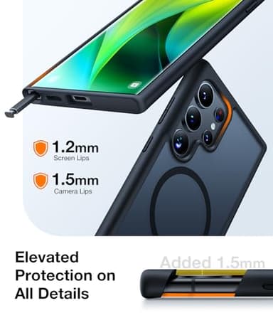 TORRAS Magnetic Shockproof for Samsung Galaxy S24 Ultra Case, [18N Mighty Magnetic] [12FT Military Grade Drop Tested] [Compatible with MagSafe] Protective Slim Case for Samsung S24 Ultra Case, Black - Image 3