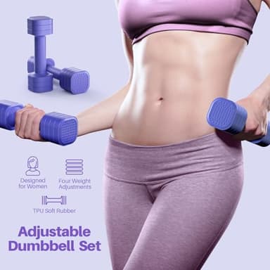 Zempox Adjustable Dumbbell Set of 2, 4 in 1 Free Weights Dumbbells Set for Women, Hand Weights for Women at Home, Each 2lb 3lb 4lb 5lb with TPU Soft Rubber Handle for Home Gym Exercise Training - Image 2