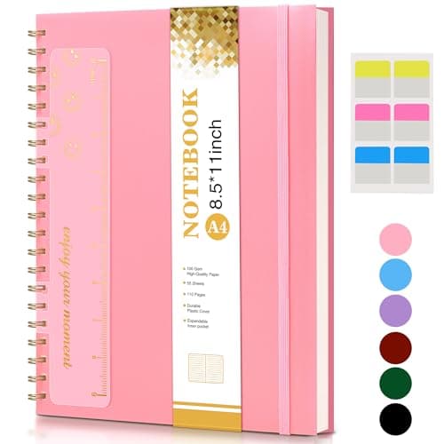 Spiral Notebook Journal 8.5” x 11”, A4 Large Pink Notebooks for Women Men, College Ruled Lined Journal, 100 GSM Paper, Plastic Hardcover Spiral Bound Journals for Work School Note Taking Business - Image 1
