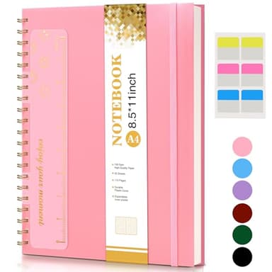 Spiral Notebook Journal 8.5” x 11”, A4 Large Pink Notebooks for Women Men, College Ruled Lined Journal, 100 GSM Paper, Plastic Hardcover Spiral Bound Journals for Work School Note Taking Business - Image 1