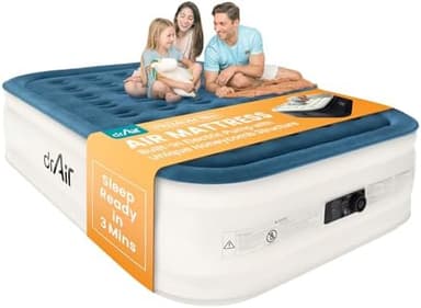 Queen Air Mattress, 18” Raised Inflatable Bed with Built-in Pump, Waterproof Velvety Top, Ergonomic Design, Reinforced Support, and Carry Bag for Home, Camping, and Guests - Image 3