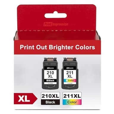 210XL and 211XL Ink Cartridges Replacement for Canon 210 XL and 211 XL Ink Cartridges 211XL Color 210XL Black Ink Cartridge Work for IP2702 MP230 MP250 MP280 MP480 MX320 MX330 MX340 (1 Black,1 Color) - Image 1