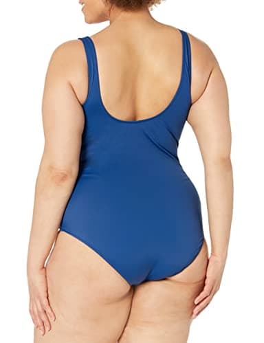 Amazon Essentials Women's One-Piece Coverage Swimsuit (Available in Plus Size), Deep Blue, Medium - Image 7
