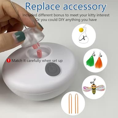 Oxawo Interactive Cat Toys Cat Exercise Tumbler, Rechargeable Cat Toys for Indoor Cats Spin Butterfly Game Teasing Kitty, Extra Long Feather Wand (P33 cat Toys) - Image 7