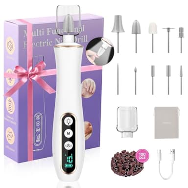 Professional Cordless Electric Nail File Set, 360 LED Light Drill Machine With LCD Display, 10 Speeds Rechargeable for Gel and Thick Toe Nails, Manicure Pedicure Kit, Christmas Gifts - Image 1