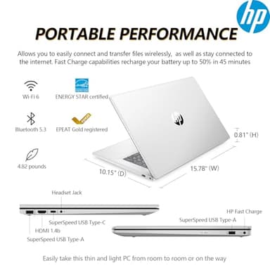 HP 2025 17.3 Touch Screen Laptop PC, 17 Inch Laptop Touchscreen, AMD Ryzen 5(6-Cores), 64GB RAM 2.5TB Storage (2TB SSD+512GB Docking Set), Windows 11 Pro Lifetime Office, 10-Key Number Pad - Image 8