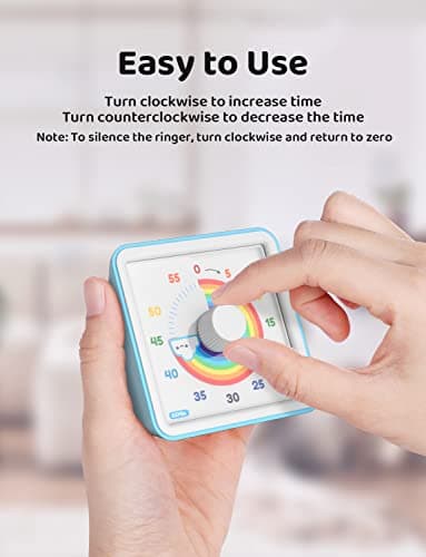LIORQUE 60 Minute Visual Timer for Kids, Visual Countdown Timer for Classroom Office Kitchen with 'Rainbow' Pattern Design, Pomodoro Timer with Silent Operation (Batteries Included) - Image 6