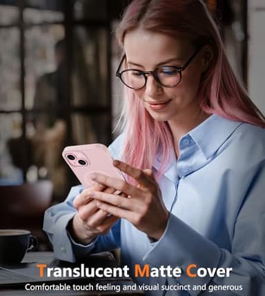 FNTCASE for iPhone 15 Case: for iPhone 14 & iPhone 13 Case | Magnetic Frosted Translucent Slim Shockproof Cell Phone Cover | Military Grade Protection Drop Proof Tough Protective Cases - LightPink - Image 7