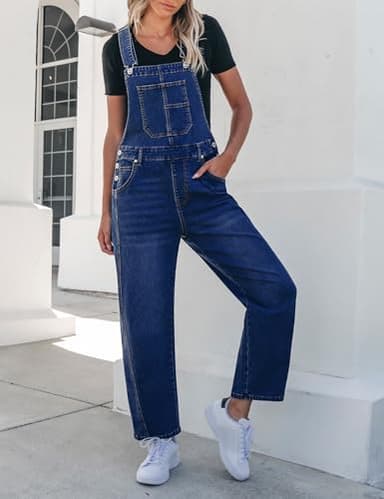 luvamia Overalls for Women Jean Overalls Women Loose Blue Jean Jumpsuit Travel Outfits Denim Overalls Jump Suit Classic Blue Medium Fits Size 8 / Size 10 - Image 7