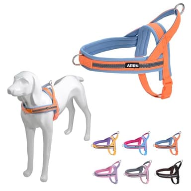 AIITLE Soft Padded Dog Vest Harness, No Pull Dog Harness with A Handle, Escape Proof/Quick Fit Reflective Dog Strap Harness, Easy for Training Walking Running for Small Dogs Orange-Blue XS - Image 1