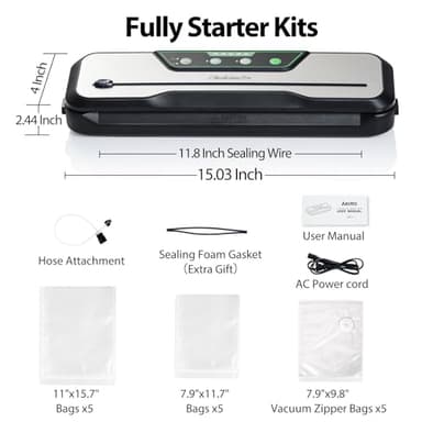 Automatic Food Vacuum Sealer Machine | Beelicious Pro 80KPa 8-In-1 Food Vacuum Saver with Starter Kits | 15 Bags, Pulse Function, Moist & Dry Mode and External VAC for Jars and Containers - Image 8