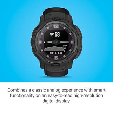 Garmin Instinct Crossover Solar - Tactical Edition, Rugged Hybrid Smartwatch with Solar Charging Capabilities, Tactical-Specific Features, Analog Hands and Digital Display, Black - Image 3