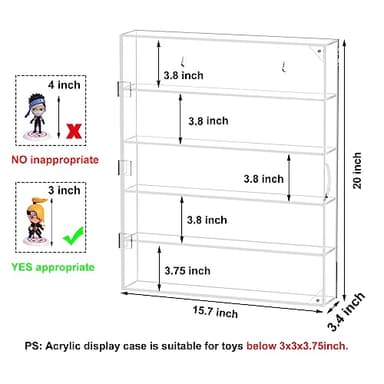 AITEE Acrylic Display Case, Display Cabinet for Mini Funko Pop Figures, Dust-Proof Clear Wall Mounted or Desktop 5 Layer Storage Mini Toys/Rock Stone, Each Compartment: 15 7/10”L x 3 2/5”W x3 4/5”H - Image 3