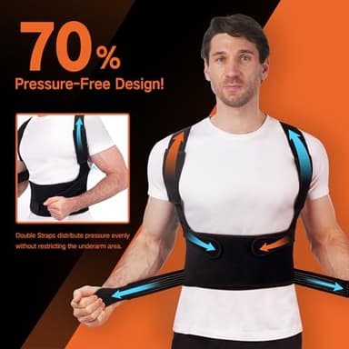 PANUSU Back Brace Posture Corrector for Men and Women - Adjustable Full Back Brace Posture Corrector Straightener For Upper and Lower Back Pain Relief - Scoliosis, Hunchback, Spine Corrector - Large - Image 4