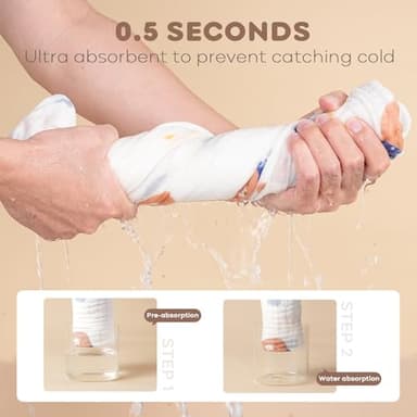 FIEMOL Baby Bath Towels, 100% Muslin Cotton Hooded Baby Towels for Newborn, 2 Pack Baby Towels with Hood for Infant Toddler and Kids, Large 32x32Inch, Soft and Absorbent - Image 5