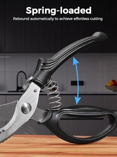 Poultry Shears, Heavy Duty Kitchen Shears With Anti-Slip Handle & Safety Lock, Poultry Scissors for Meat, Chicken, Bone,Turkey, Fish, Spring Loaded, Dishwasher Safe - Image 5